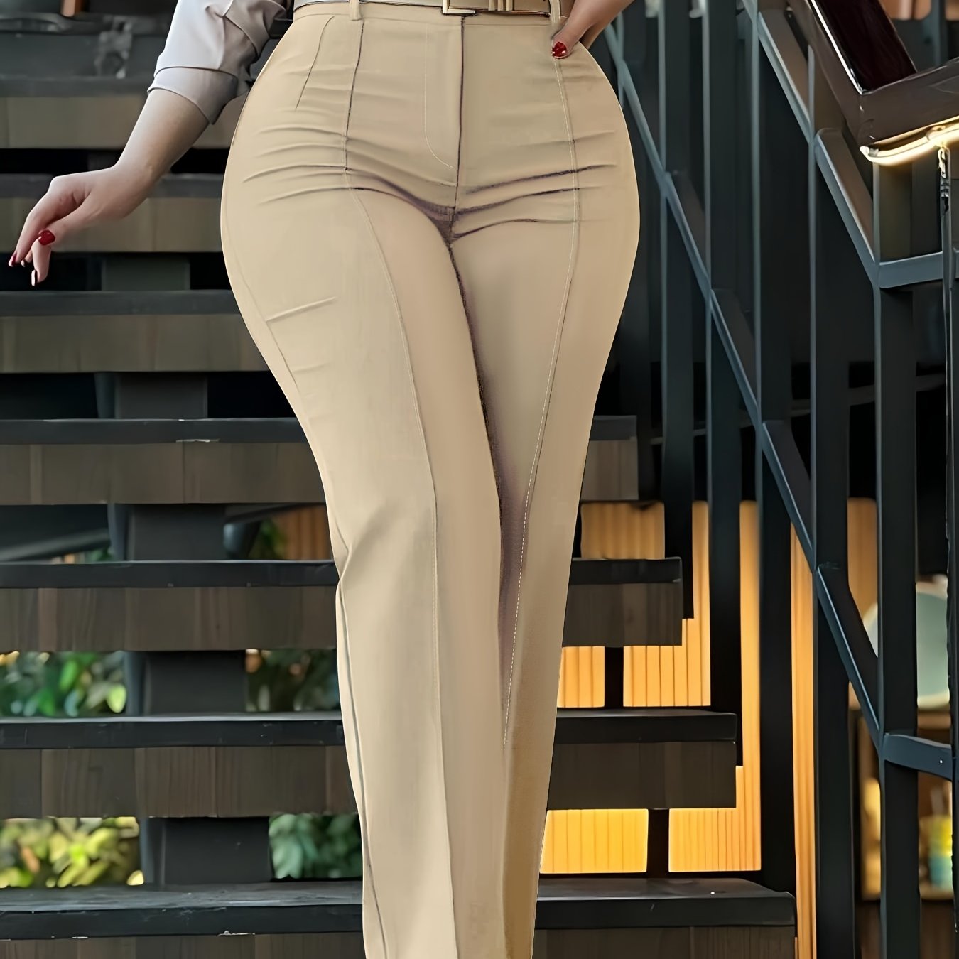 Women'S Chic Style Solid Color Suit Pants - Elegant High-Waisted, Long Trousers for a Sophisticated Look, Perfect for All Seasons